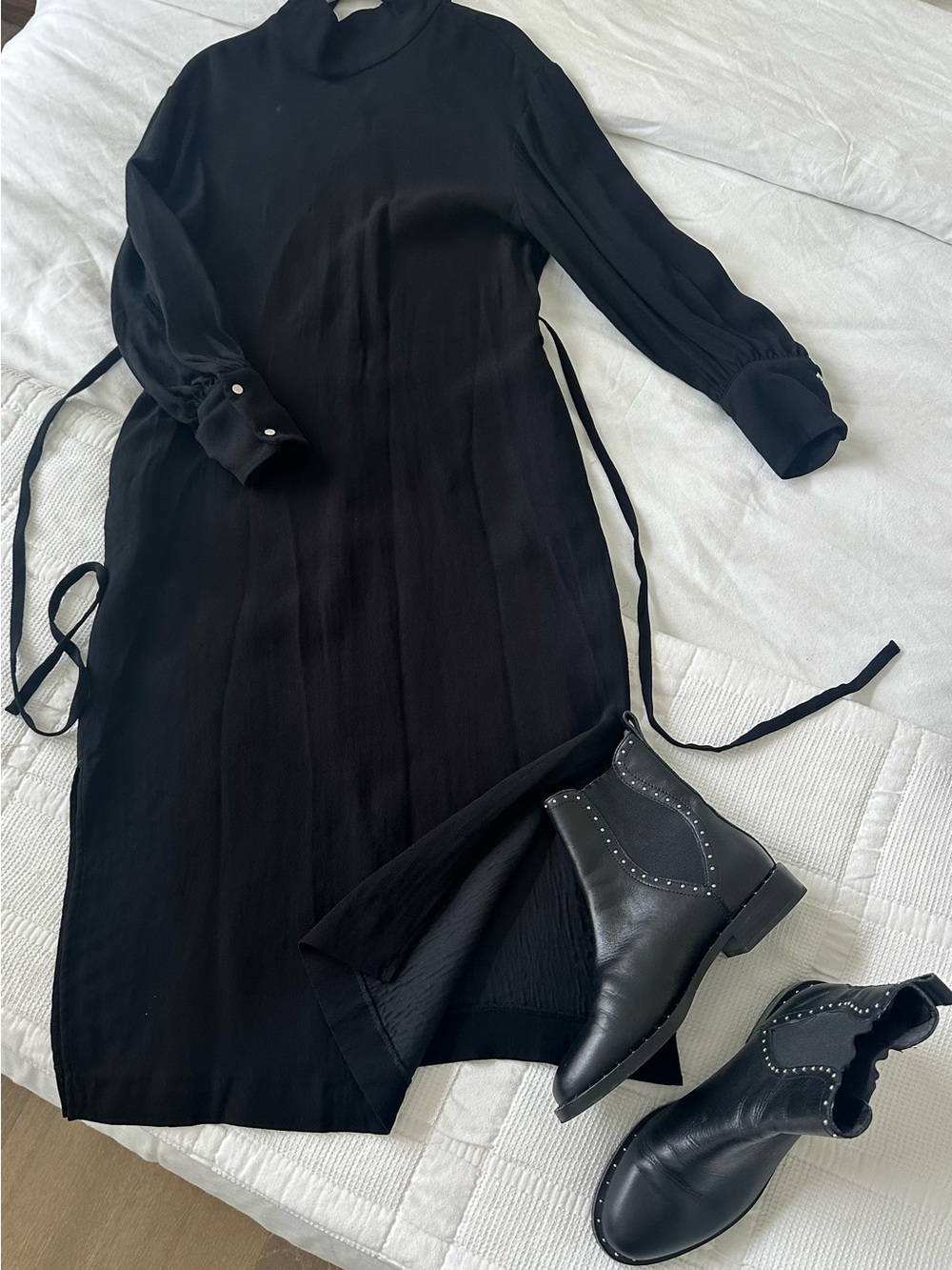 Banana Republic Black Midi Dress with High Neck